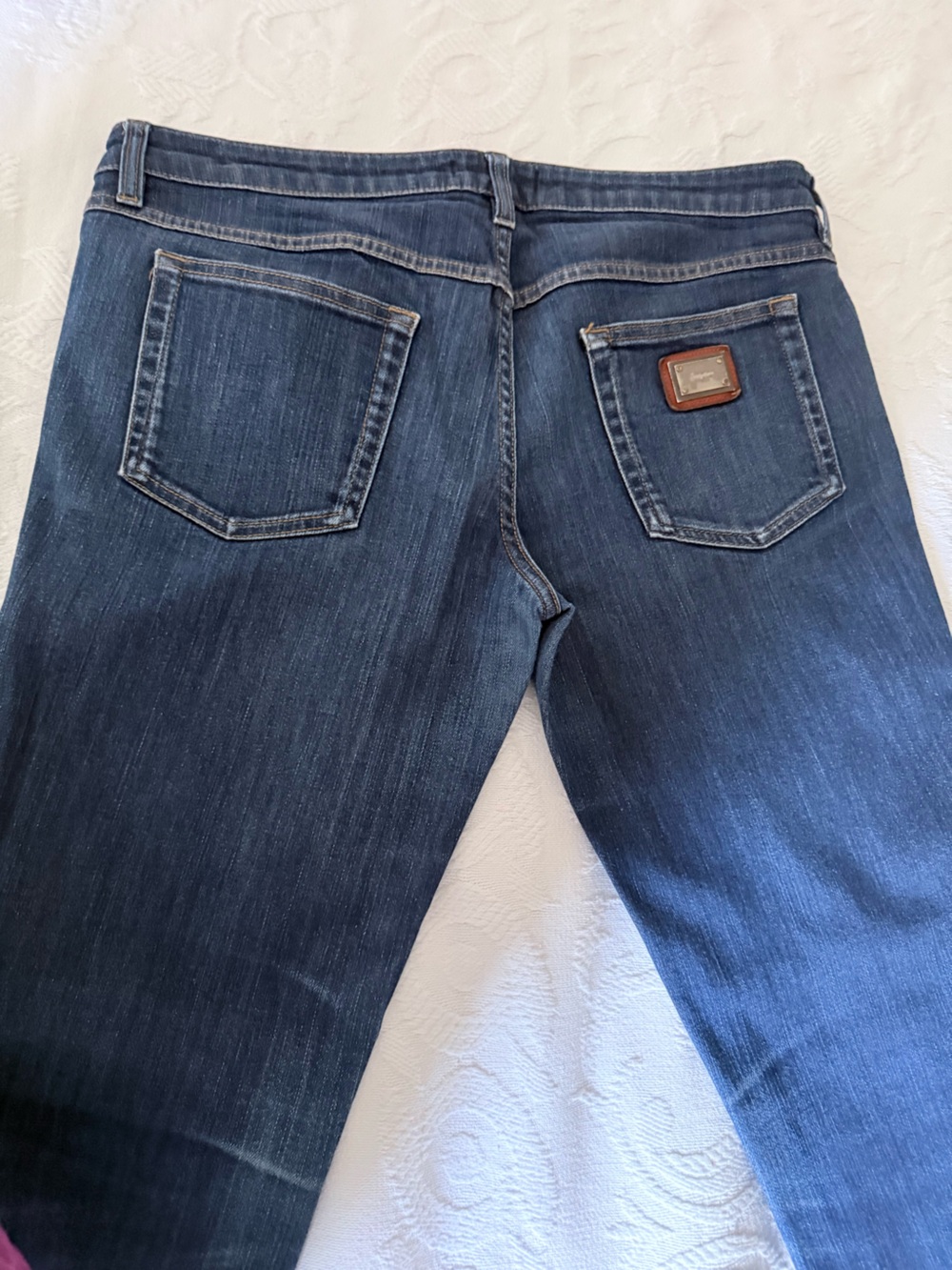 Dolce & Gabbana Pretty Jeans IT 46 Dark Wash Logo Plate Hem Zip Denim